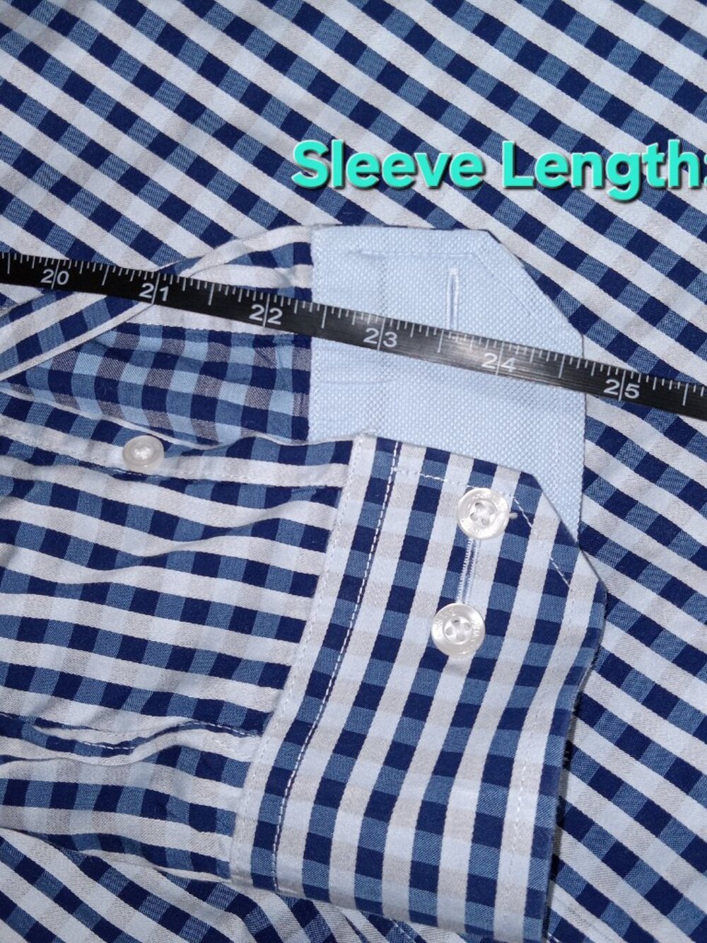 Johnston Murphy Men's XL Blue Gradient Gingham Plaid Button Down Dress Shirt - Picture 12 of 15